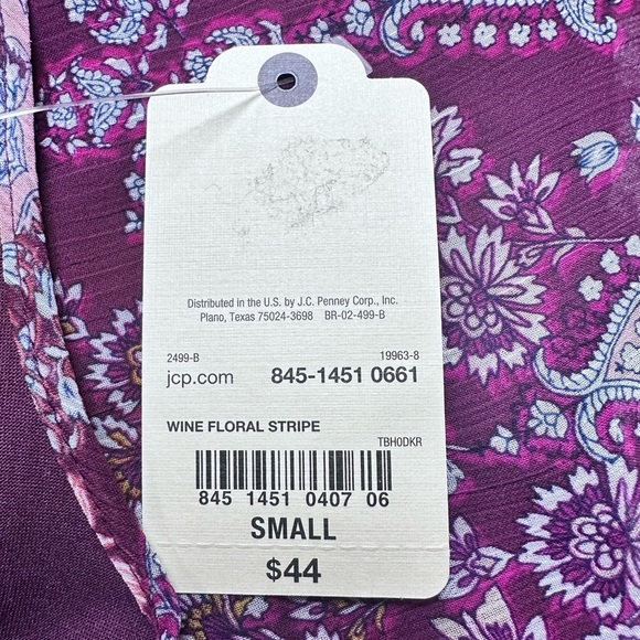Beautiful St. John's  Bay women's purple boho floraL top / blouse, Lined, S, NWT - Picture 3 of 9